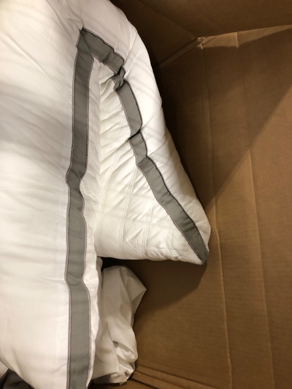 Photo 3 of **New Open**Oubonun Premium Adjustable Loft Quilted Body Pillows - Firm and Fluffy Pillow - Quality Plush Pillow - Down Alternative Pillow - Head Support Pillow - 21"x54" White-gray Side