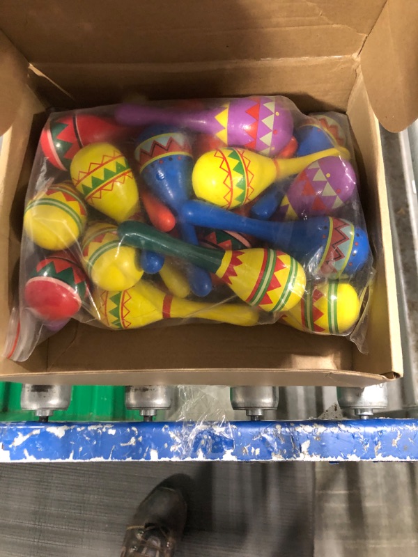 Photo 1 of Civaner Mini Fiesta Wooden Maracas 6 Designs Noisemaker Party Decorations Mexican Cinco De Mayo Favors for Theme Carnival Props (12 Pcs)