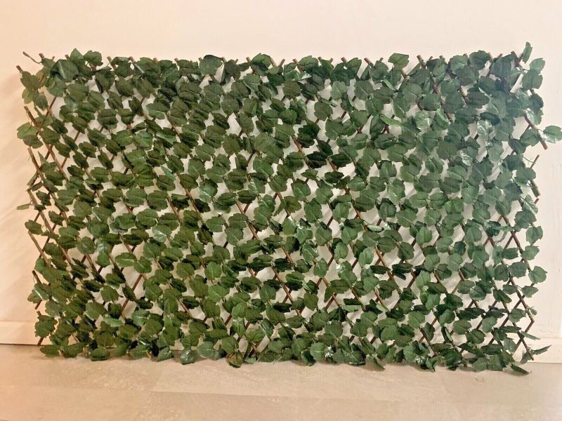 Photo 1 of 80" Artificial Leaves Fence Panel Retractable Garden Trellis Screen Willow Set/2
