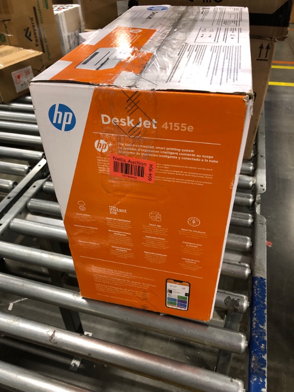 Photo 4 of HP DeskJet Plus 4155 Wireless All-in-One Printer | Mobile Print, Scan & Copy | HP Instant Ink Ready | Auto Document Feeder (3XV13A) (Renewed)**powered on - printer renewed and in great condition.