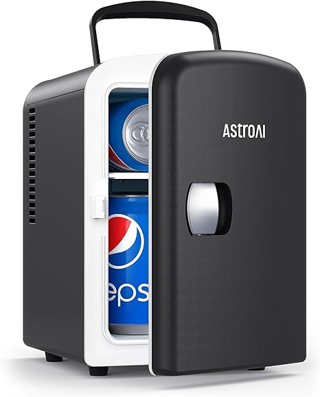 Photo 1 of AstroAI Mini Fridge, 4 Liter/6 Can AC/DC Portable Thermoelectric Cooler Refrigerators for Christmas's Day Gift, Skincare, Beverage, Food, Home, Office and Car, ETL Listed (LY0204A/Black)
