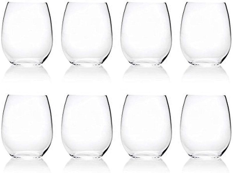 Photo 1 of 17-ounce Acrylic Glassses Stemless Wine Glasses, set of 8 Clear - Unbreakable, Dishwasher Safe
