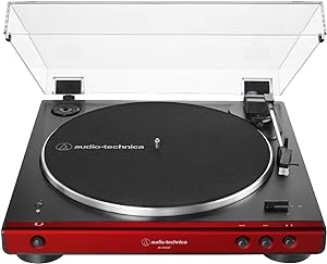 Photo 1 of Audio-Technica AT-LP60XBT-RD Fully Automatic Belt-Drive Stereo Turntable, Red/Black, Bluetooth, Hi-Fi, 2 Speed & AT6013a Dual-Action Anti-Static Record Cleaner Red Wireless Turntable