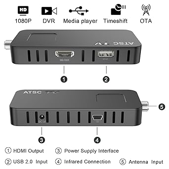 Photo 1 of Digital Converter Box for TV - DCOLOR Newest ATSC TV Tuner Hidden Behind TV, TV Stick HDMI Connection, 4T DVR, 1080P Output, Timer Setting **Used missing remote** 