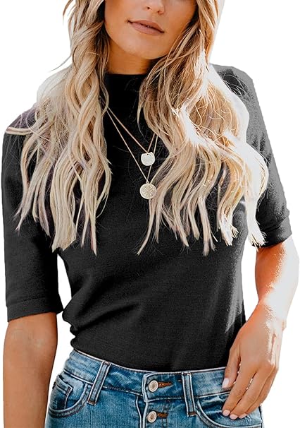 Photo 1 of LIYOHON Womens Tops Dressy Casual Fall Cute Tops Mock Turtleneck Business White T Shirts