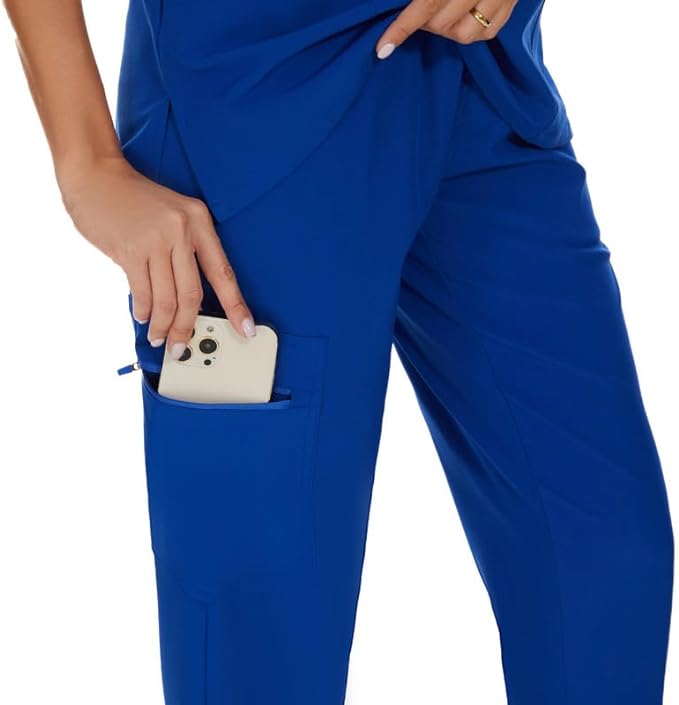 Photo 1 of COZYFIT Scrubs for Women -  Jogger Pant with 8 Pockets Royal Blue Medium