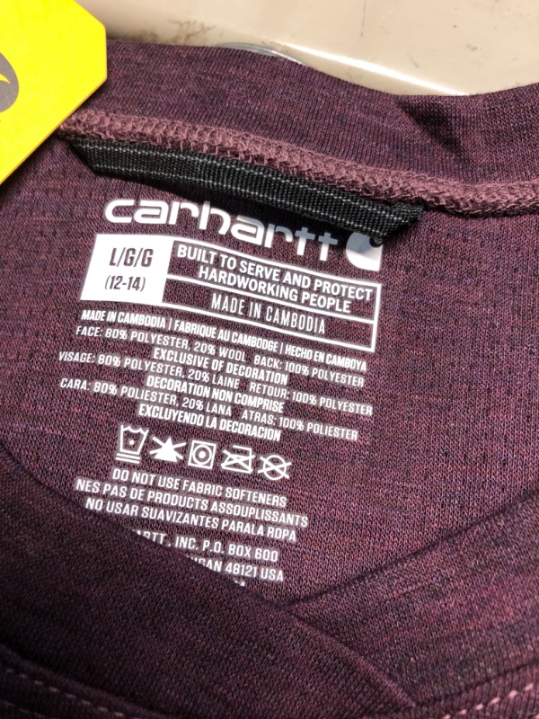 Photo 4 of Carhartt Women's Force Heavyweight Thermal Base Layer Long Sleeve Pocket Shirt Large Deep Wine Heather