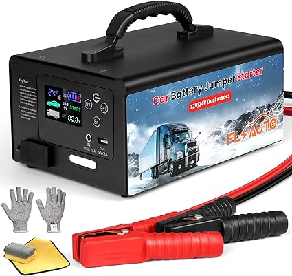 Photo 1 of 10000A Jump Starter,FlyAuto 155WH Car Battery Jump Starter for All Gas or Diesel,24V/12V Heavy Duty Lithium Jump Box, Portable Car Power Jump Battery Pack with USB Outlet?Jumper Cables Kit&LED Light