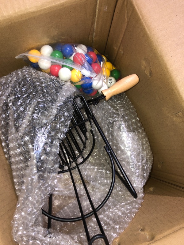 Photo 1 of Poen 101 Pcs Bingo Game Set Include 12 Inch Bingo Cage and 1-100 Numbers 0.9 Inch Window Bingo Balls Raffle Balls for Game Night, Lottery, Large Group Activities, Black