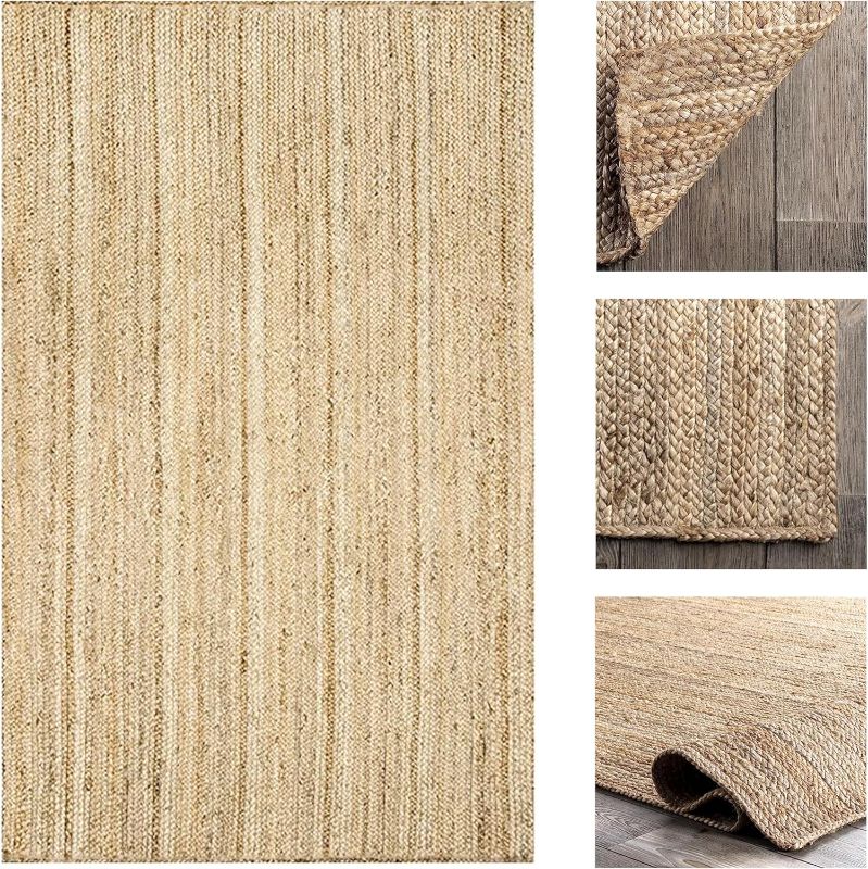 Photo 1 of Art Avenue Round Jute Rug (4X6 Rectangle -Brown) 