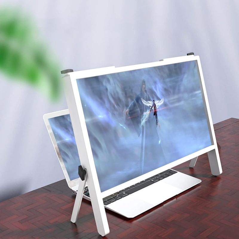 Photo 1 of Laptop Screen Magnifier, Adjustable Angle Screen Magnifier, Anti-Blue Light, Portable Amplifier Desktop, Suitable for Watching Movies Work Study (White) 