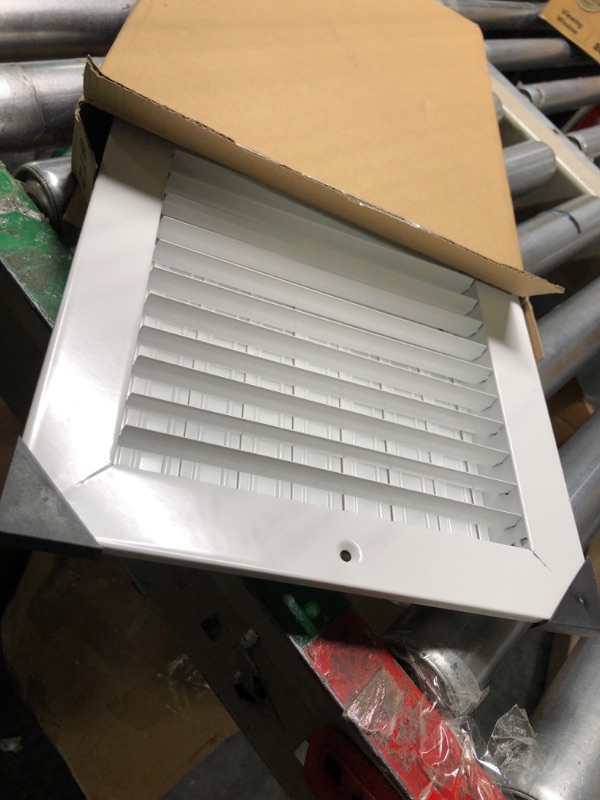 Photo 3 of 12"w X 8"h Adjustable AIR Supply Diffuser - HVAC Vent Cover Sidewall or Ceiling - Grille Register - High Airflow - White [Outer Dimensions: 13.75"w X 9.75"h] 12 X 8 White