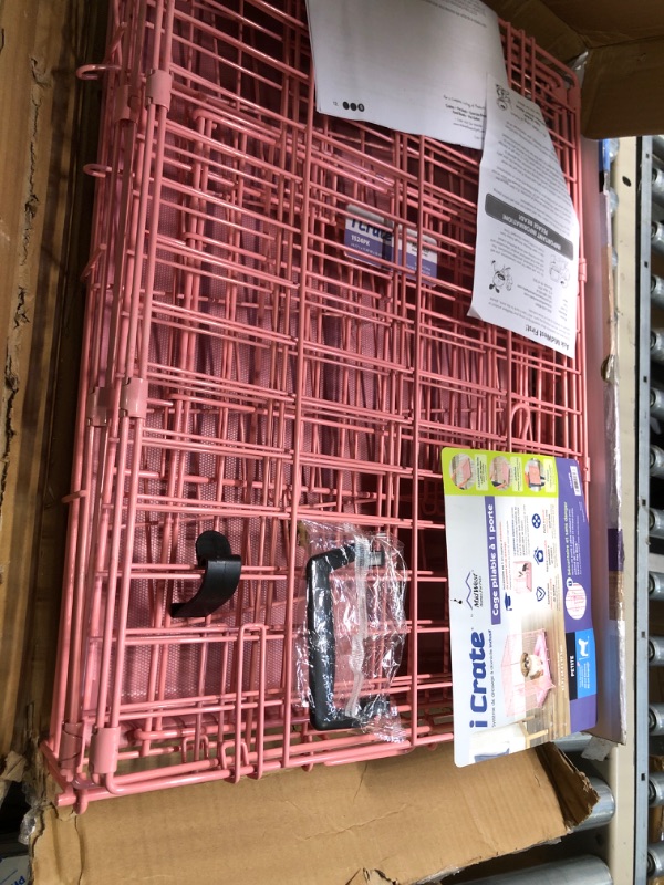 Photo 1 of 24-Inch Pink Single Door iCrate with Fleece Bed and Cover