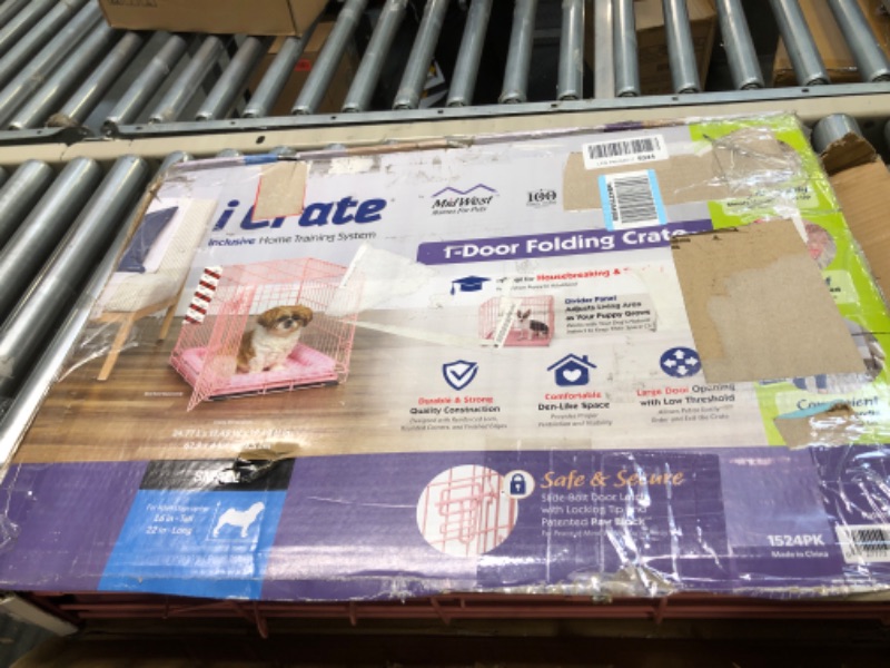 Photo 1 of 24-Inch Pink Single Door iCrate with Fleece Bed and Cover
