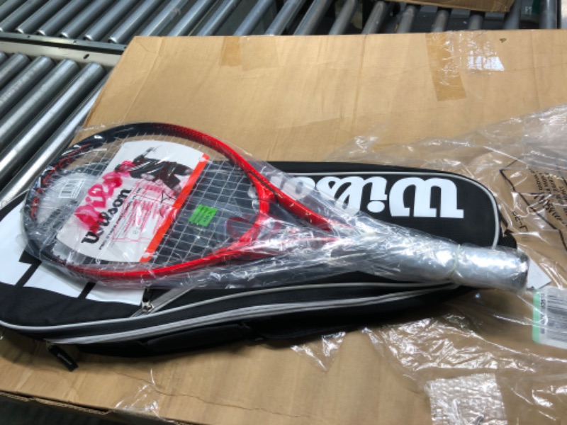 Photo 1 of Wilson Federer Pro Staff Precision XL 110 Gloss Red Tennis Racquet in Grip Size 4 3/8" Bundled with a Black Advantage II Tennis Bag (Incredible Feel and Control)