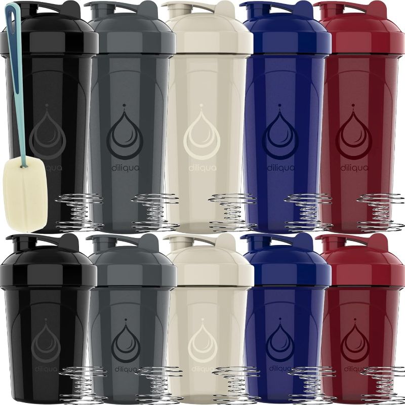 Photo 1 of **USED** diliqua -10 PACK- small Shaker Bottles for Protein Mixes | BPA-Free & Dishwasher Safe | 5 Large 28 oz & 5 20 oz | Blender Shaker Cups for protein shakes
