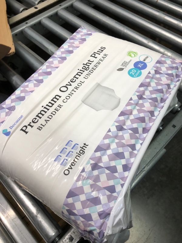 Photo 1 of Because Unisex Premium Overnight Plus Pull Up Underwear - Extremely Absorbent, Soft & Comfortable Nighttime Leak Protection - White,X- Large - Absorbs 6 Cups - 20 Count X-Large (Pack of 20)