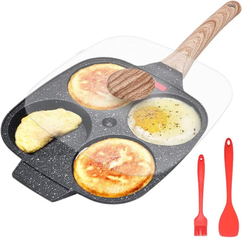 Photo 1 of 
Bobikuke Fried Egg Pan, Egg Frying Pan with Lid Nonstick 4 Cups Pancake Pan Aluminium Alloy Cooker for Breakfast, Induction Compatible 