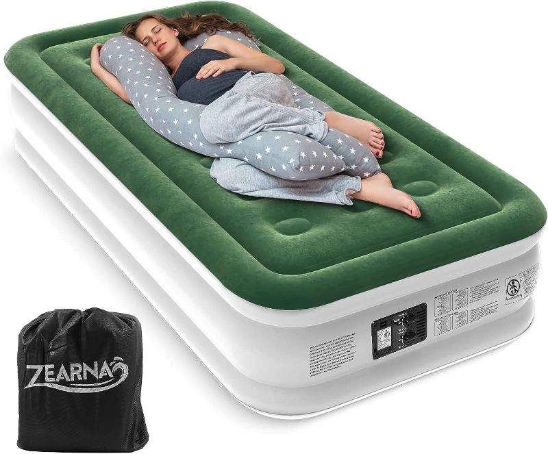 Photo 1 of 
Roll over image to zoom in





Zearna Twin Air Mattress with Built Pump, 16" Durable Blow Up Mattress Airbed, Comfortable Top Surface Inflatable Mattress for Camping Home & Portable Travel