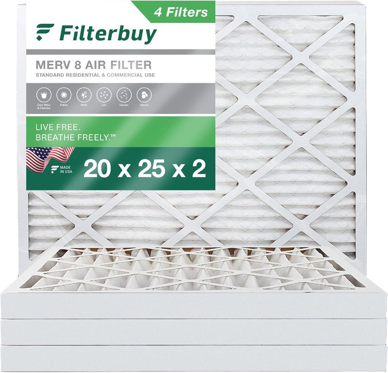 Photo 1 of **USED** BNX TruFilter 20x25x4 (19.5’’ x 24.5’’ x 3.63‘’ Slim Fit) MERV 8 Air Filter 2-Pack - MADE IN USA - Air Conditioner Furnace Filters HVAC AC Furnace Filters for Dust, Pet, Mold, Pollen MPR 600-700 FPR 5