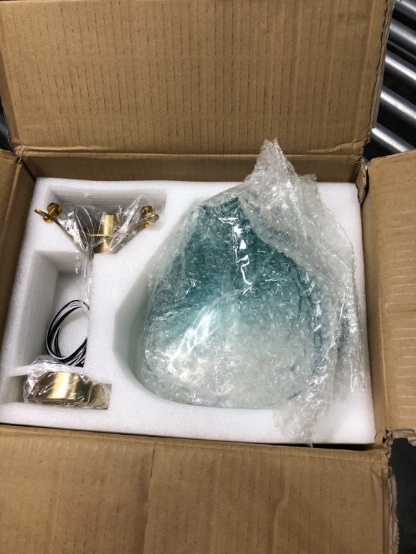 Photo 3 of ***FOR PARTS ONLY***

PETRLOY 13.4In Pendant Lighting Fixture Kitchen Island Ceiling Hanging Light Hand Blown Glass Pendant Lamp with Flower Shade Farmhouse Pendant Light Adjustable Suspension Fixture for Loft Hotel Cafe Blue 2 Packs