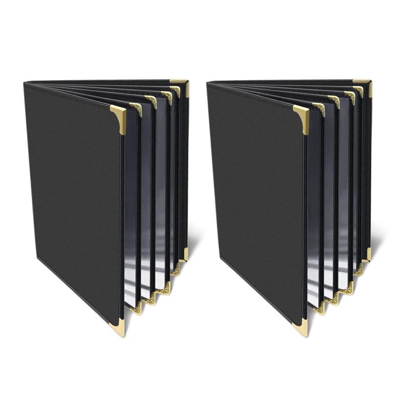 Photo 1 of 
Menu-Covers 8.5 X 11 inch Restaurant - 2 Pack Menu Holder 4 Page 8 View Premium Faux Leather Transparent Black for Bar Cafe Book Folder 