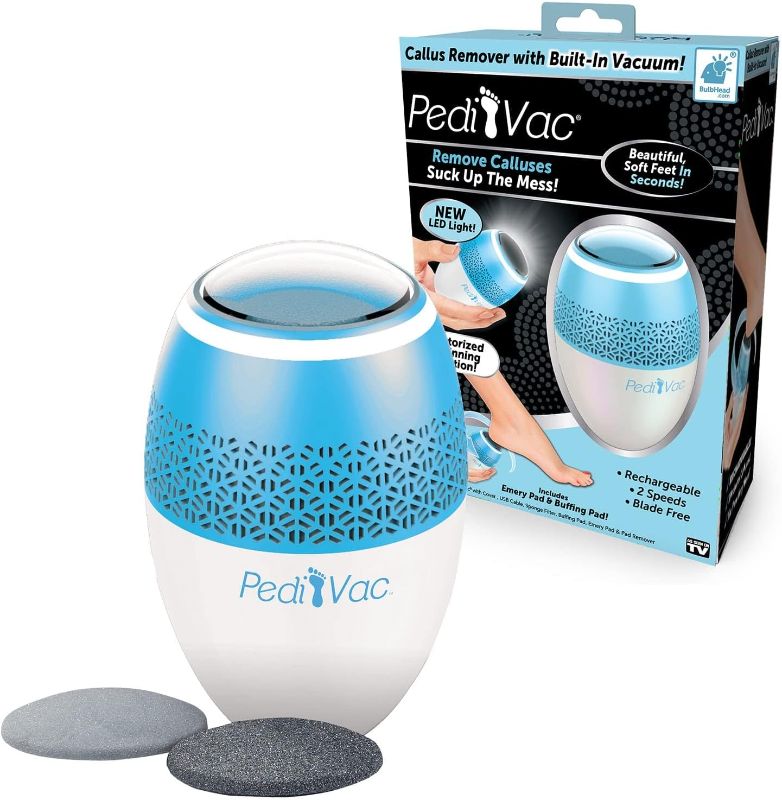 Photo 1 of  Electric Callus Remover + Built-In Vacuum Sucks Up Shavings,Gently Removes Calluses & Dry Skin in Seconds, Mess-Free, Spins at 2000 RPMs, LED Light, 2 Speed Settings, 3.5"x 2.5"