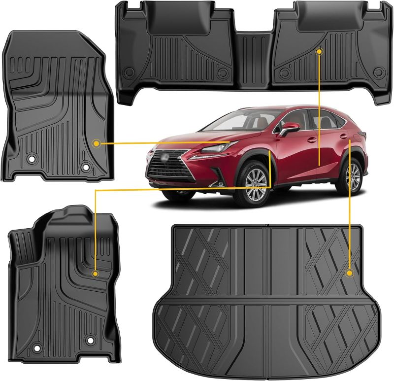 Photo 1 of Original 2015-2021 NX300/ NX300h /NX200t Floor Mats and Trunk Mat for Lexus NX All Models - Custom Fit TPE Floor Liners and Cargo Liner for Lexus NX / NX300/ NX300h /NX200t Accessories 2015-2021 