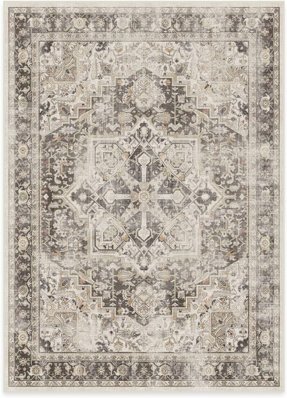 Photo 1 of  Kamran Washable Rug - Perfect Vintage Area Rug for Living Room Bedroom Kitchen - Pet & Child Friendly - Stain & Water Resistant - Hazel 9X12' (Standard Pad) (Standard Pad) Hazel