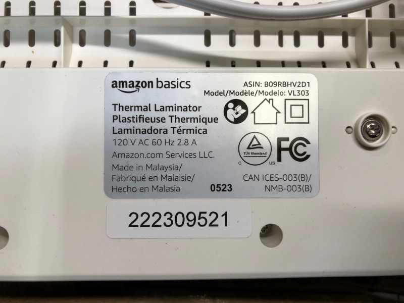 Photo 5 of Amazon Basics 12-Inch Thermal Laminator Machine 12-Inch Laminator