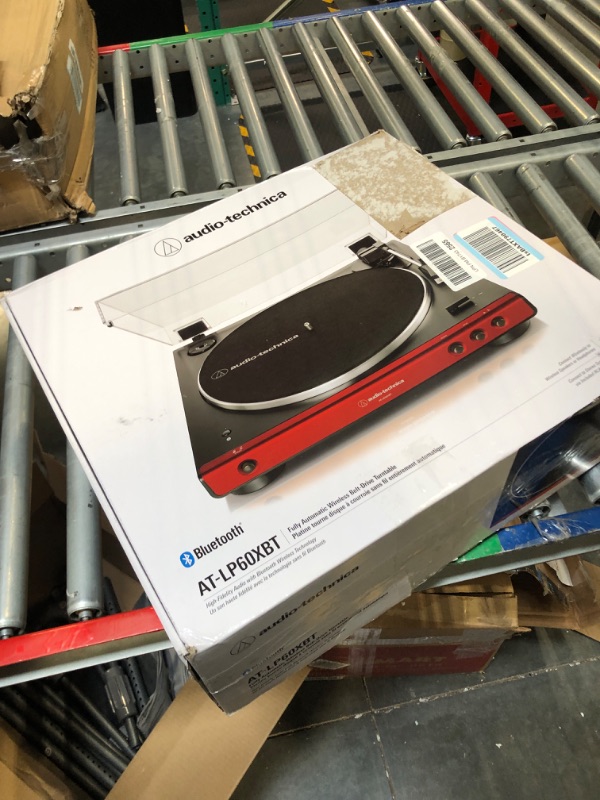 Photo 2 of Audio-Technica AT-LP60XBT-RD Fully Automatic Belt-Drive Stereo Turntable, Red/Black, Bluetooth, Hi-Fi, 2 Speed & AT6013a Dual-Action Anti-Static Record Cleaner Red Wireless Turntable