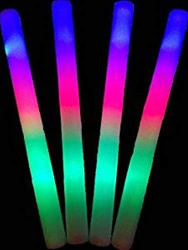 Photo 1 of 6 pack of Light Up Foam Sticks Baton LED Multicolor Color Changing Rally Foam 3 mode flashing 16 inch Soft Wand Glow Sticks
