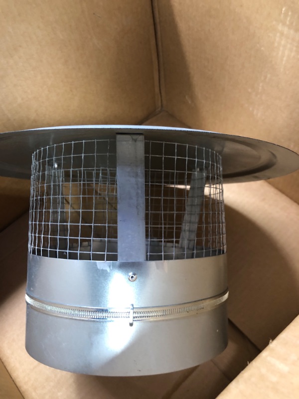 Photo 2 of 14 Inch Round Chimney Cap, 14 Inch Tapered Top Chimney Cap with Screen, 14 Inch Chimney Cap with Fastening Device with Screen, Stovepipe Finial, Stainless Steel