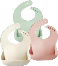 Photo 1 of 2 PINK Silicone Baby Bibs for Babies & Toddlers Set of 2, BPA Free Unisex Soft Adjustable Fit Waterproof Feeding Bibs
