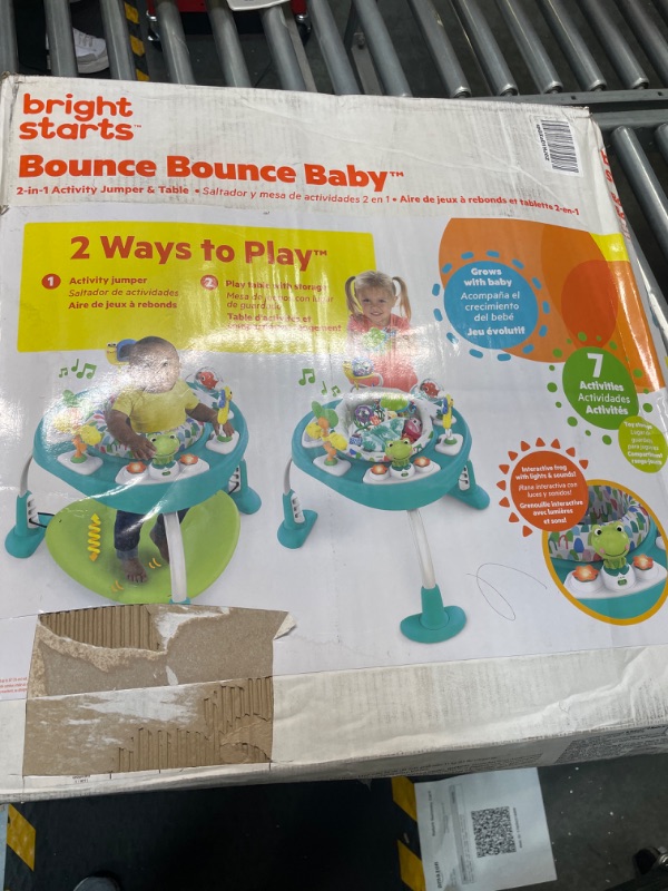 Photo 5 of Bright Starts Bounce Bounce Baby 2-in-1 Activity Center Jumper & Table - Playful Pond (Green), 6 Months+