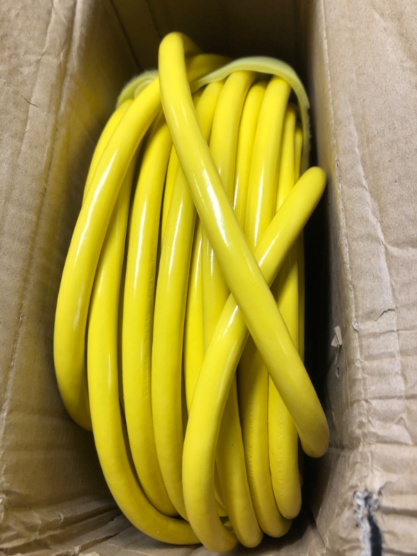 Photo 2 of 12/3 Gauge Heavy Duty Outdoor Extension Cord 100 ft Waterproof with Lighted end, Flexible Cold-Resistant 3 Prong Electric Cord Outside, 15Amp 1875W 12AWG SJTW, Yellow, ETL HUANCHAIN
