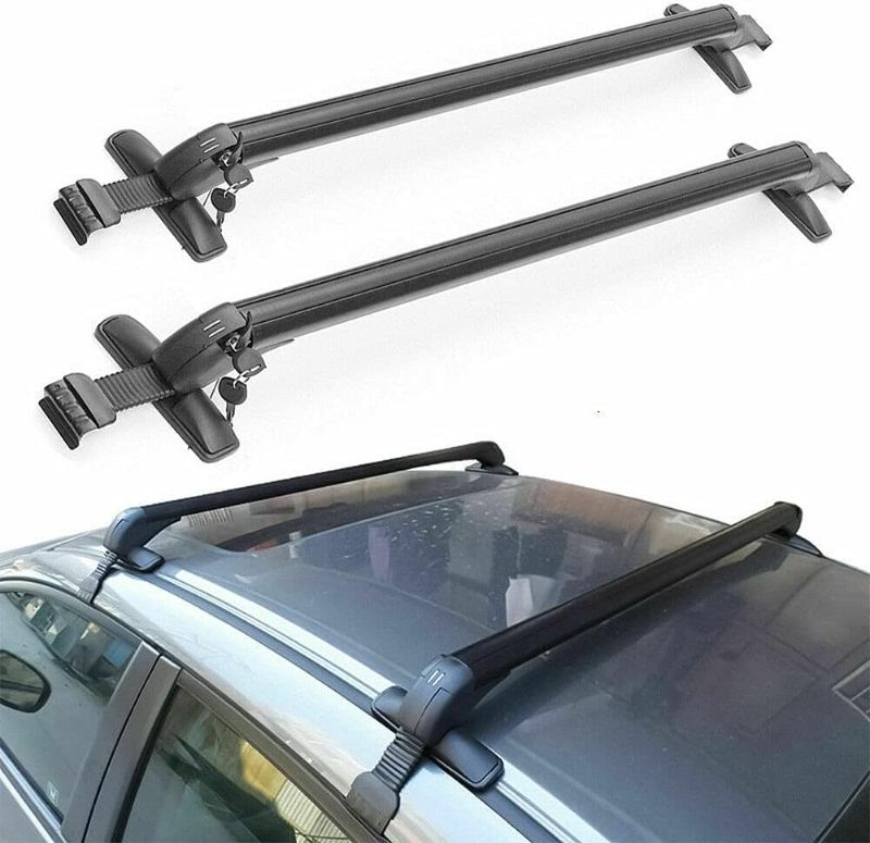 Photo 1 of 2 Piece Roof Rack Cross Bars Luggage Carrier Universal Aluminum Adjustable Car Top Cargo Racks with 2 Anti Theft Locking Keys Fit For Car Vehicles SUV
