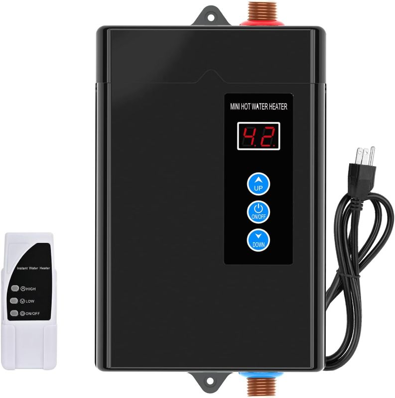 Photo 1 of 3000W Tankless Water Heater Electric,110V Electric Water Heater With Digital Display,Instant Hot Water Heater On Demand Water Heater Under Sink With Remote Control,LCD Touch Screen tankless Water Heat Black