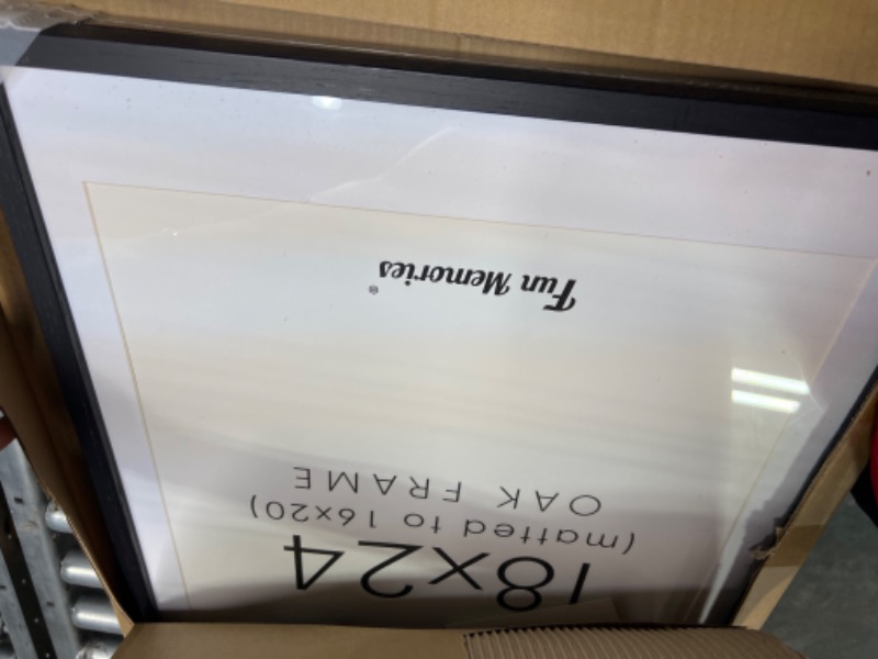 Photo 1 of 18x24 Picture Frame in Black Set of 2, 18x24 Wood Poster Frame, Solid Oak Wood Picture Frame 18 x 24 with Tempered Glass, 18x24 Frame Matted to 16x20, Black 18x24 Frame for Canvas Paintings Black 18x24 - 2P