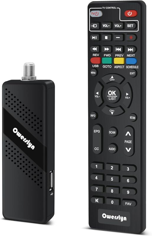 Photo 1 of 2024 Newest Digital Converter Box for TV, OWERSLYN [ATSC Tuner Hidden Behind The TV], TV Recording&Playback, USB Media Player, TV Tuner with 1080P HDMI/AV Output, Timer Setting, 2-in-1 Remote