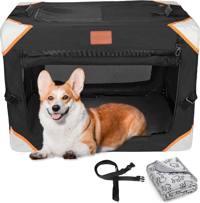 Photo 1 of BCOCHAO Collapsible Dog Crate-Portable Dog Crates for Small Medium Dogs,4-Door Portable Pet Travel Crate,Sturdy/Breathable/Comfortable,Indoor & Outdoor & Car Back Seat;Soft Dog Blanket
