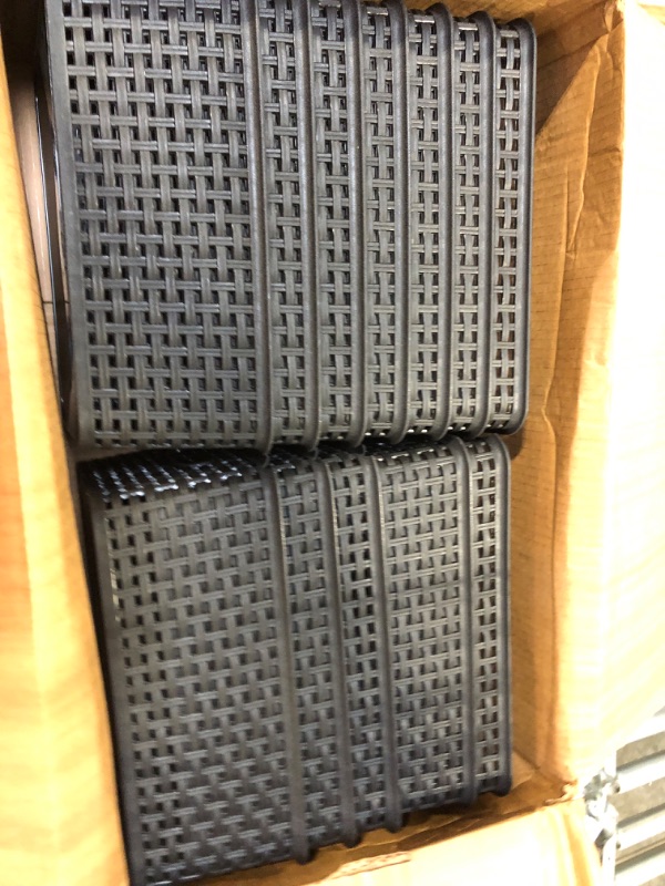 Photo 1 of [ 12 Pack ] Plastic Storage Baskets - Small Pantry Organization and Storage Bins - Household Organizers for Laundry Room, Bathrooms, Kitchens, Cabinets, Countertop, Under Sink or On Shelves - Black
