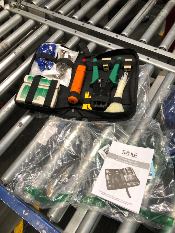 Photo 1 of SGILE 9-in-1 Portable Crimping Tool Kit, 8P8C 6P6C 4P4C Connectors, RJ11/RJ12/RJ45 Cat5 Cat5e Network/Phone Cable Tester, Black