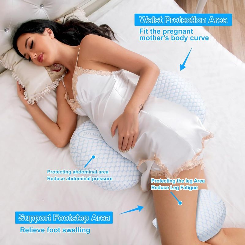 Photo 1 of Clasymoon Pregnancy Pillows, Maternity Pillow,Pregnancy Pillows for Sleeping with Removable Cover,Pregnancy Body Pillow for Back Pain and Pregnant Legs,HIPS, Belly Support(3 in 1-Blue White)