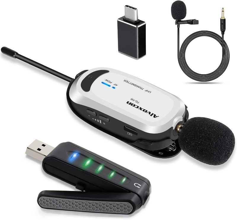 Photo 1 of Alvoxcon Wireless Lapel Microphone for Computer, USB lavalier Mic System for MacBook, Android, PC, Laptop, Speaker, Zoom Meeting, Teacher Podcasting, Vlog, YouTube, Conference, Vocal Recording,