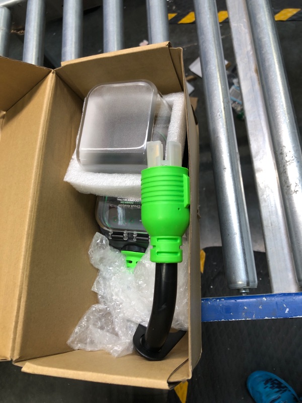 Photo 1 of EyGde 4 Prong 30 to 50 Amp RV Generator Adapter Cord, Patented L14-30P Twist Lock Male Plug to 14-50R with Surge Protector, with Circuit Analyzer LED Indicator for Generator to RV Trailer Camper EV Green L14-30P/14-50R