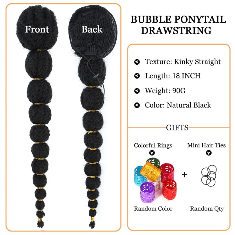 Photo 2 of Bundle:
$19: BETHANY Ponytail Extension,15 Inch Drawstring Ponytail Hair Extensions Short Wavy Fake Pony Tail Synthetic Hair Pieces for Women (Brown Mix Golden Brown)
$14: Kinky Afro Bubble Ponytail Extension for Black Women 18 Inch Long Drawstring Ponyta