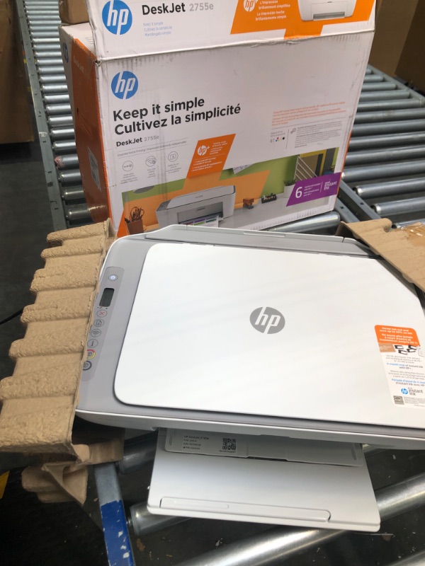 Photo 3 of HP DeskJet 2755e Wireless Color All-in-One Printer with bonus 6 months Instant Ink (26K67A), white 