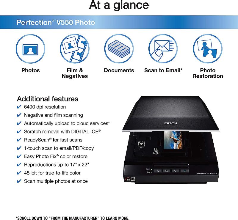 Photo 2 of Epson Perfection V550 Color Photo, Image, Film, Negative & Document Scanner with 6400 DPI Optical Resolution