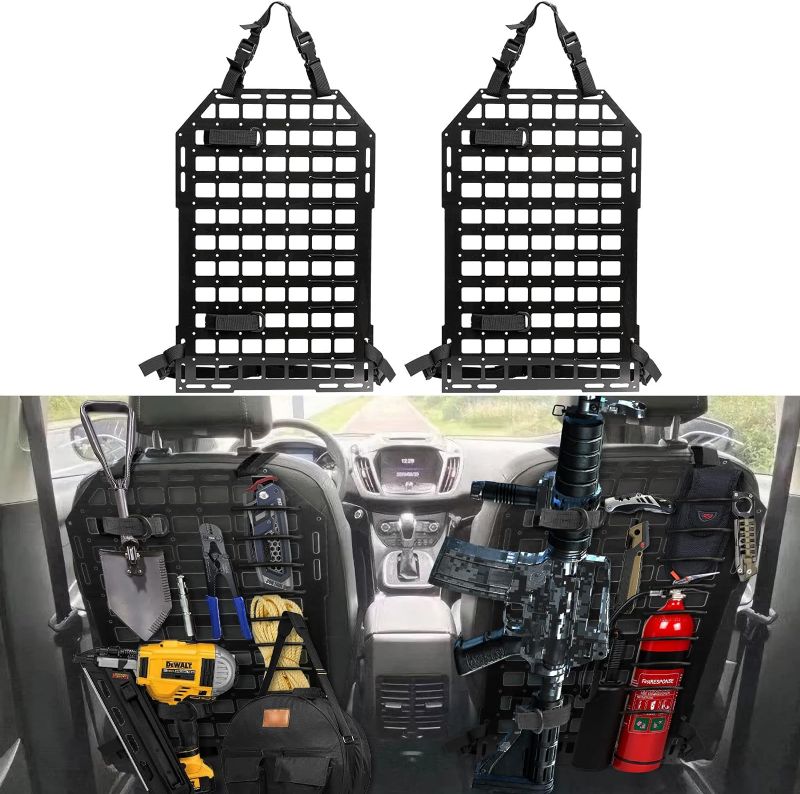 Photo 1 of 2Pcs Rigid Molle Panel for Vehicles, Storage Back Seat Truck and Tactical Seat Back Organizer Car Organizers Gun Rack 21.3"*14.2"